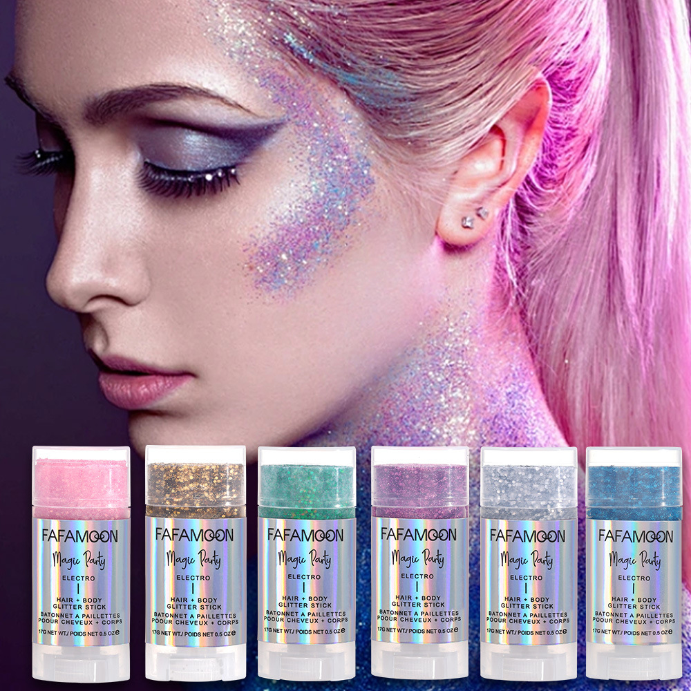 GLITTERSTICK Make-up Flash-Stick Pailletten magische Farbe Perlglanz Bühne Party Körper Haar Creme Festival_voghion.com