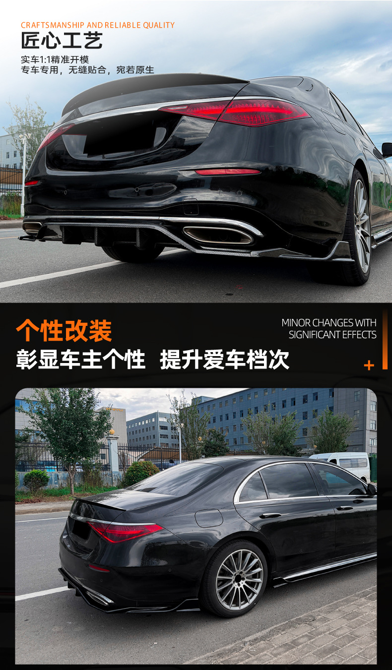 Suitable for Mercedes-Benz S-Class W223 early-stage AMG Line 2021-2026 rear lip spoiler corner modification