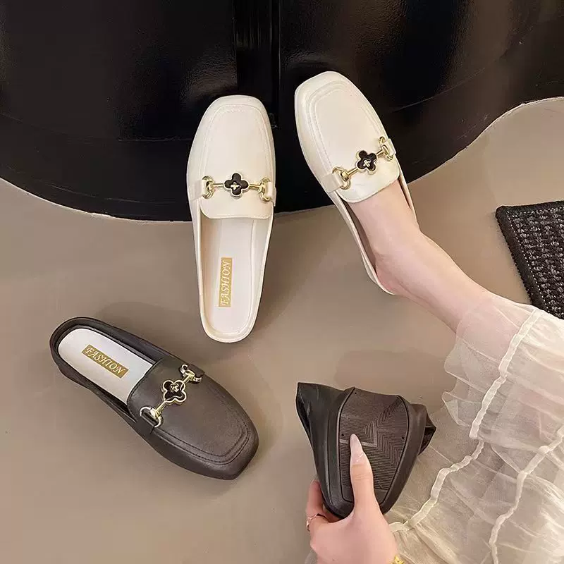 法式平底包头半拖2025夏季新款外穿穆勒单鞋时尚懒人外穿软底拖鞋