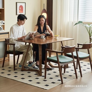 All Solid Wood Dining Table for Home Small Apartment Restaurant Rectangular Table Scandinavian Log Long Table Leisure Chair Furniture