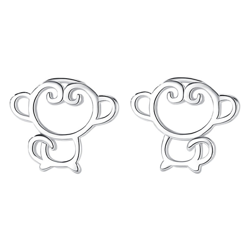 Joyería de oreja de plata pura hembra mono animal de dibujos animados pendientes S925 plata al por mayor pendientes creativos del zodiaco mono