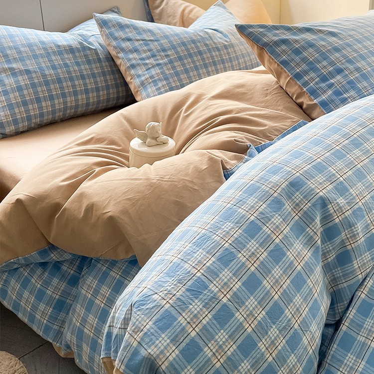 Juego de cuatro piezas de algodón 100 cama de dormitorio de algodón de tres piezas sábanas, edredón, funda de edredón, funda de edredón, cama individual para niños 4