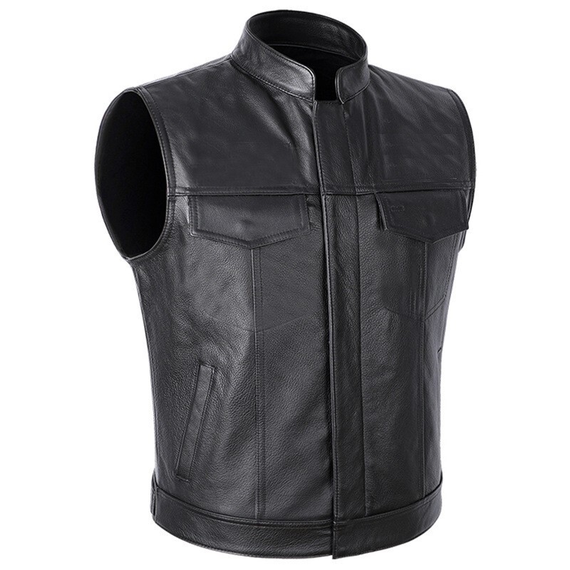Cross-border Amazon wish vest excellent zipper button motorcycle leisure leather vest P75