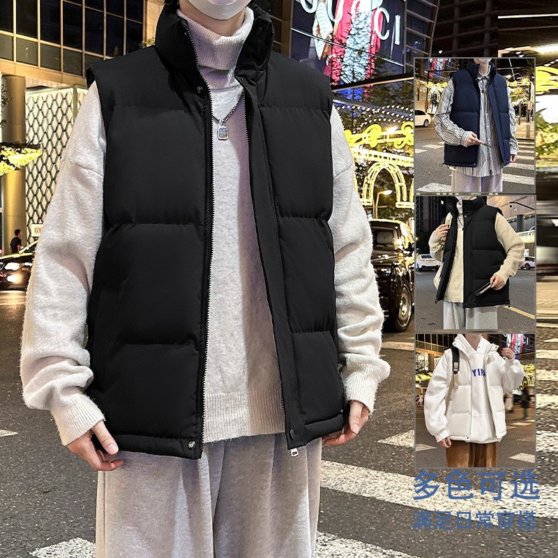 大码羽绒棉马甲男秋冬季加厚款潮流坎肩保暖背心外套加肥加大男装