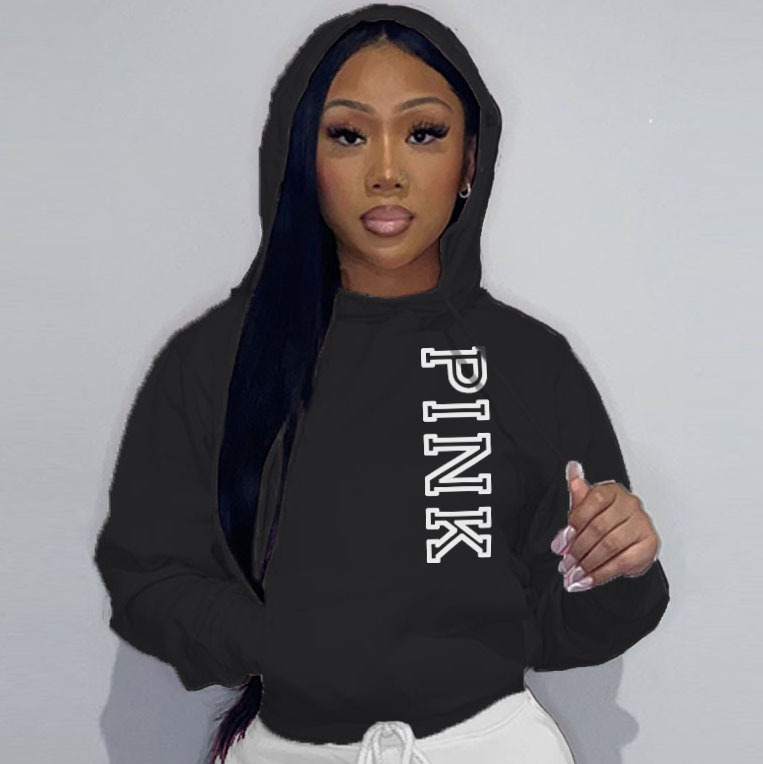 Felpa con cappuccio casual larga stampata da donna, taglia comoda, autunno e inverno, N8888P5A_voghion.com