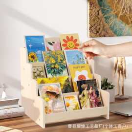 跨境置物架木质贺卡收纳架明信片照片陈列架桌面贴纸绘本展示架