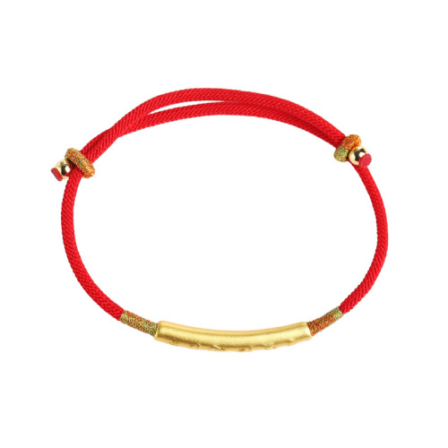 Dragon knot six-character mantra bracelet 99 pure silver gold-plated red rope Chinese knot braided bracelet for women Amazon foreign trade hot sale