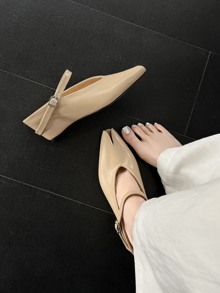 Sandal nữ hở mũi gót nêm cao da bò tăng chiều cao quai ngang — màu đen, màu trắng, màu mơ chi tiết 33