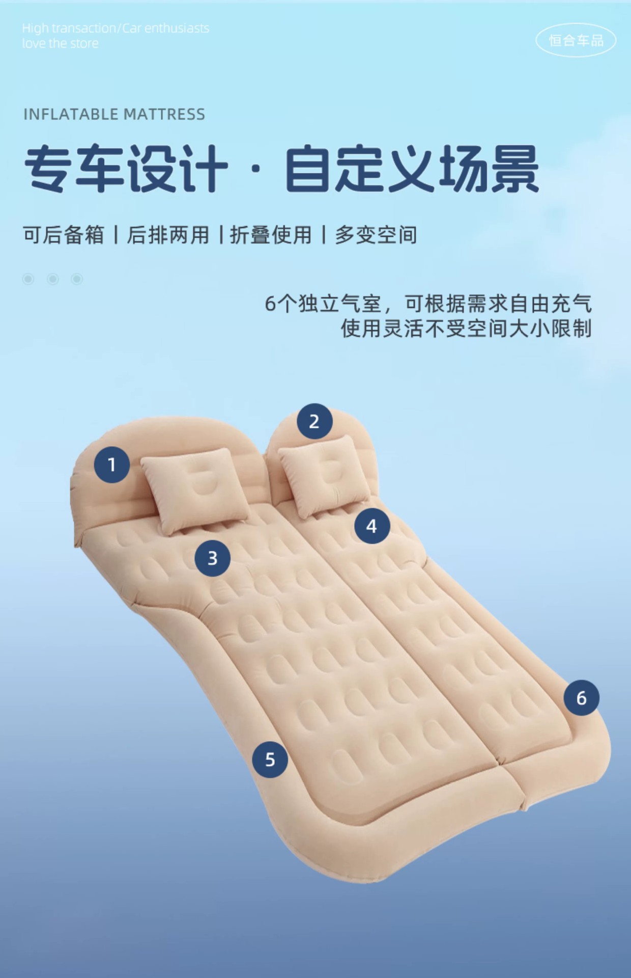 Prado Inflatable Bed Suitable for Car Use, Inflatable Mattress for Car Back Seat, Trunk Sleeping Pad, Car Bed