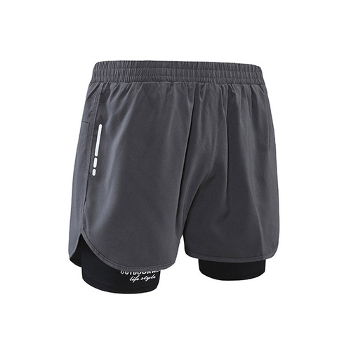 Summer Swim Trunks Anti-Embarrassment Shorts Men's Casual Running Exercise Quick-Drying Fitness Double-Layer Flat-Bottom Swim Trunks