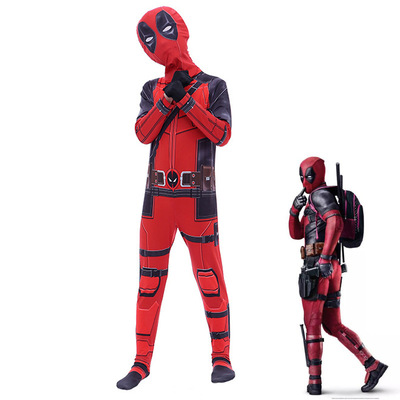 万圣节漫威Deadpool死侍连体紧身衣儿童成人cosplay服装表演套装