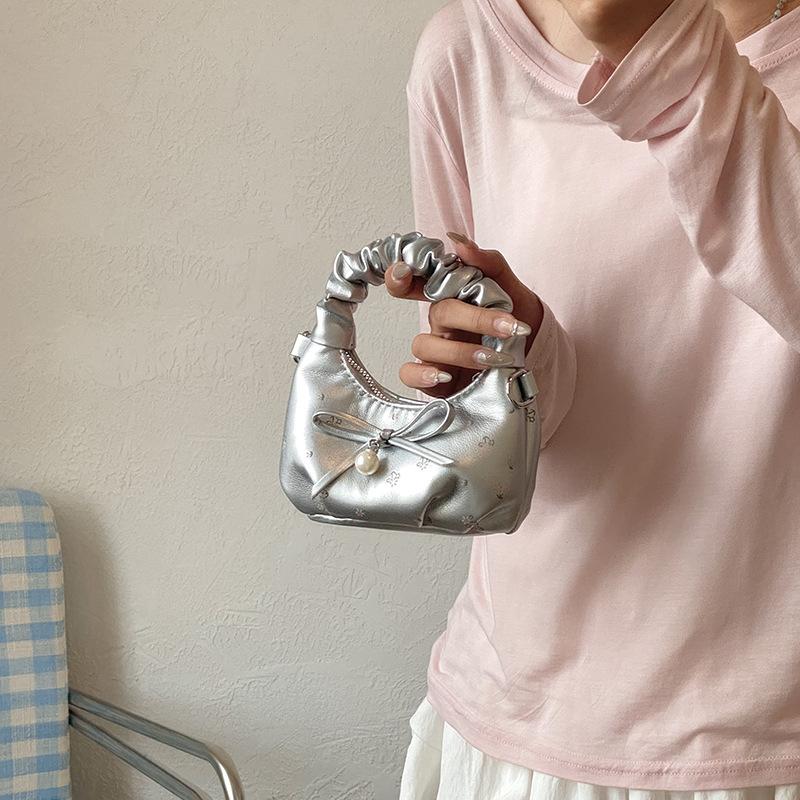Nuevo bolso para niños dulce pequeña flor fresca bolso de hombro de niñas lindas bolsas de mano de arco plegado bebé