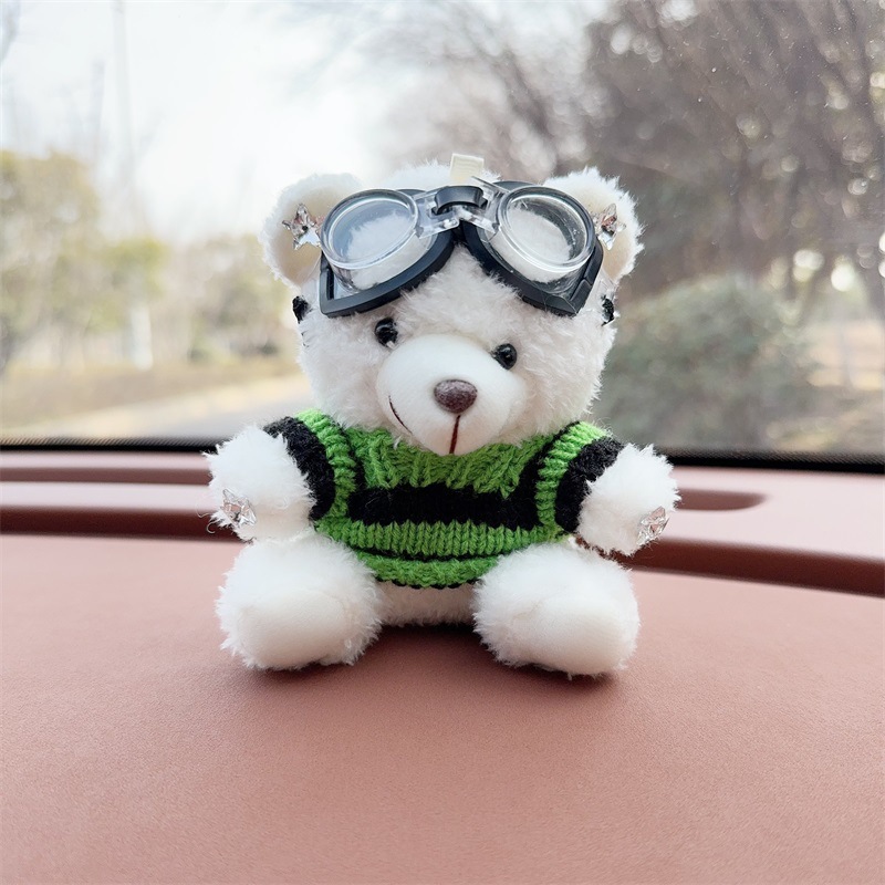 Creativo lindo cartón de dibujos animados peluche oso montado en la consola central decoraciones de automóviles accesorios de automóviles accesorios de automóviles para hombres y mujeres