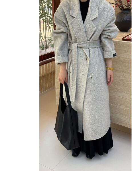 [Meteor] Special Floral Yarn Handmade Double-Sided Wool Outwear Long Belt Elegant High-End Versatile Outwear for Women