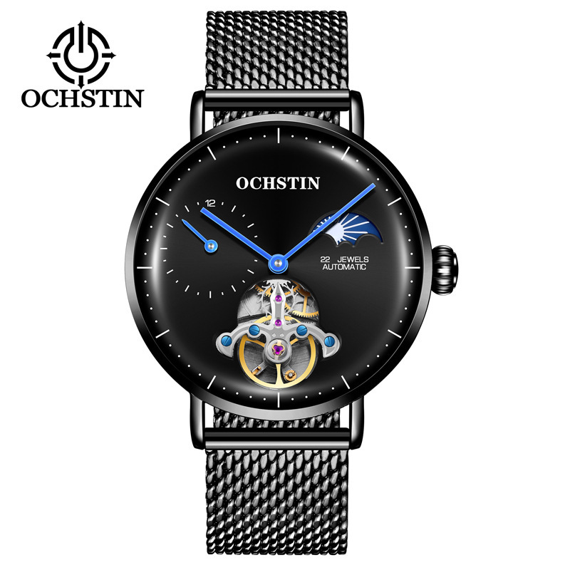Ochstin月像透かし彫り飛輪機械時計男性時計全自動生放送クロスボーダービジネスベルト機械腕時計|undefined