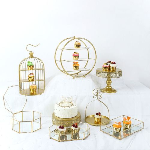 Lace edge rectangular tray stand metal European style cake plate square plate pastry plate dessert display plate cookie ginger tea
