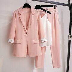 大码女装秋单套装女两件套外套胖妹妹春休闲西服2025黑色显瘦宽松
