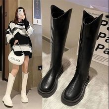 骑士靴女2025秋冬爆款长靴厚底长筒靴拉链马靴高筒靴女不过膝皮靴