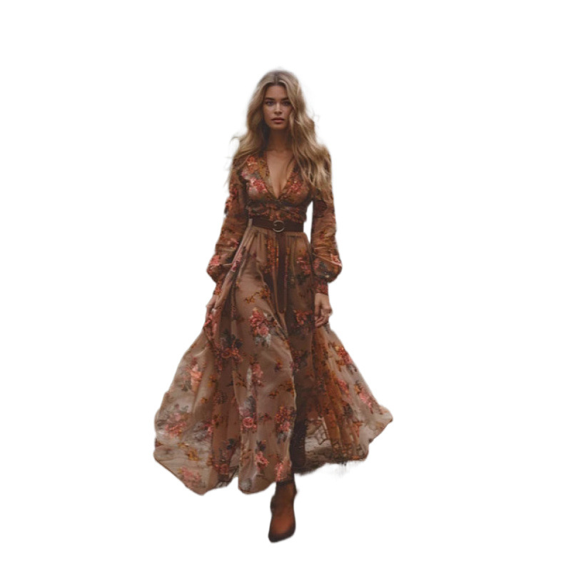 2026 Shein Cross-Border European And American Independent Station Printed Bohemian Ethnic Vacation Beach Dress_ecoleips.com