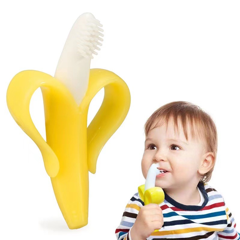 婴儿牙胶宝宝硅胶咬咬乐新生儿香蕉牙刷婴儿食品级硅胶可水煮玩具