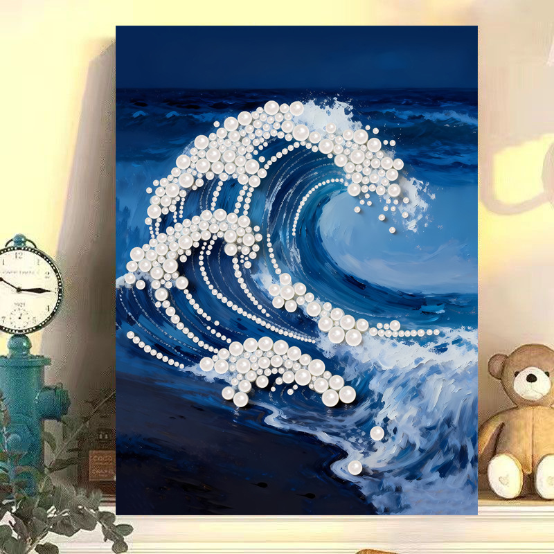 41c waves / Comes with glue [30* 40cm nailed solid wood inner frame] + pearls + dotting pen + diamond plate + jelly glue