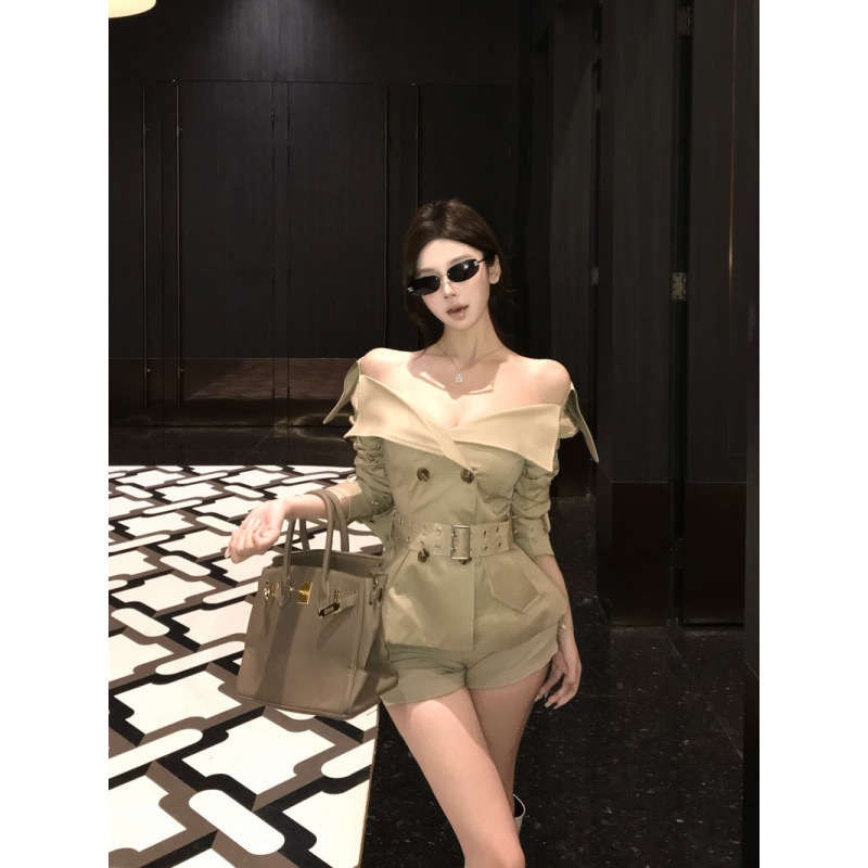忆可达【经济上行】复古大翻领收腰双排扣小个子短款风衣外套女|undefined