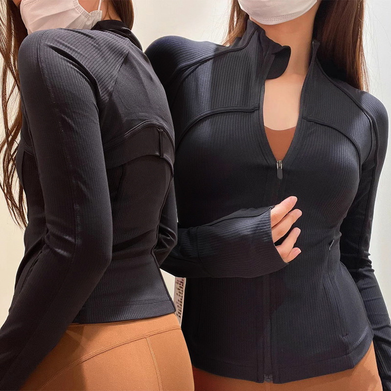 Short rib jacket Yoga slimming Women's Sports spring and summer breathable quick-drying sports jacket tight fitness