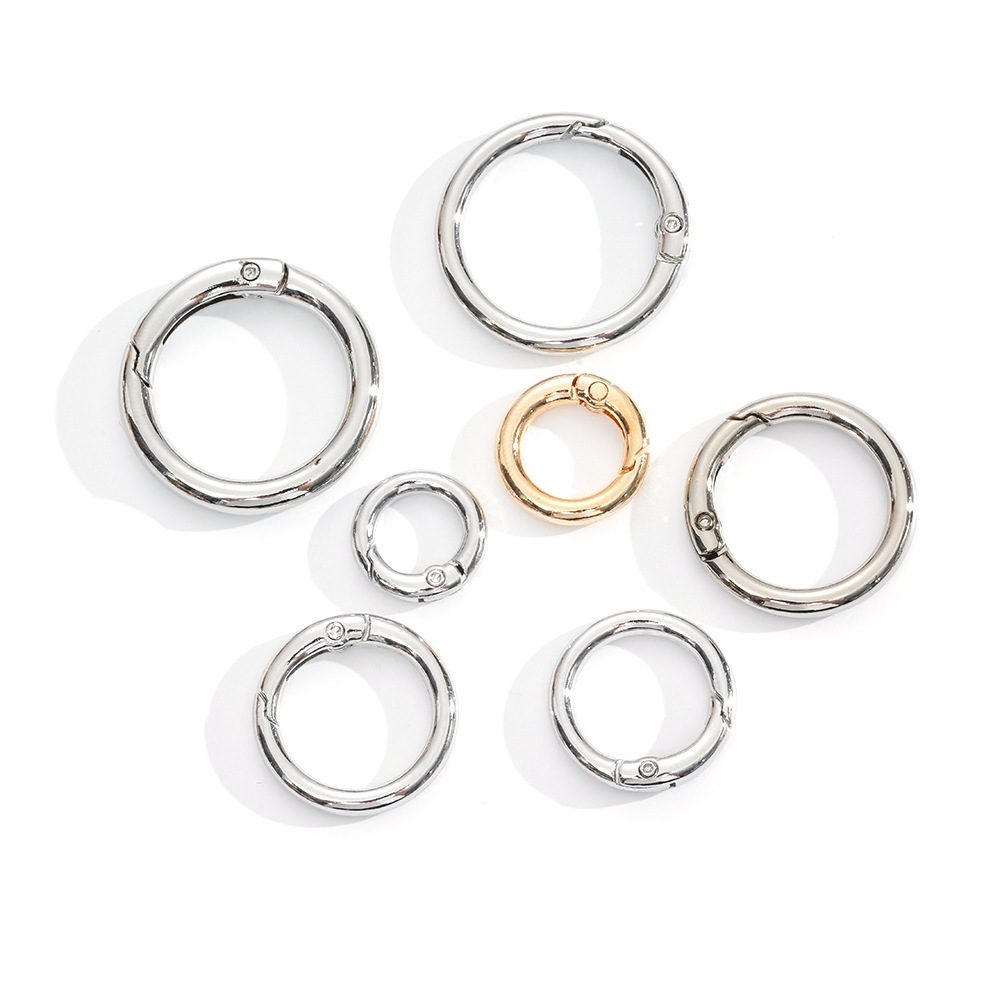 Bobina de aleación abierta botón circular botón accesorios de anillo de botón conveniente desmontaje DIY joyería llavero al por mayor image 6