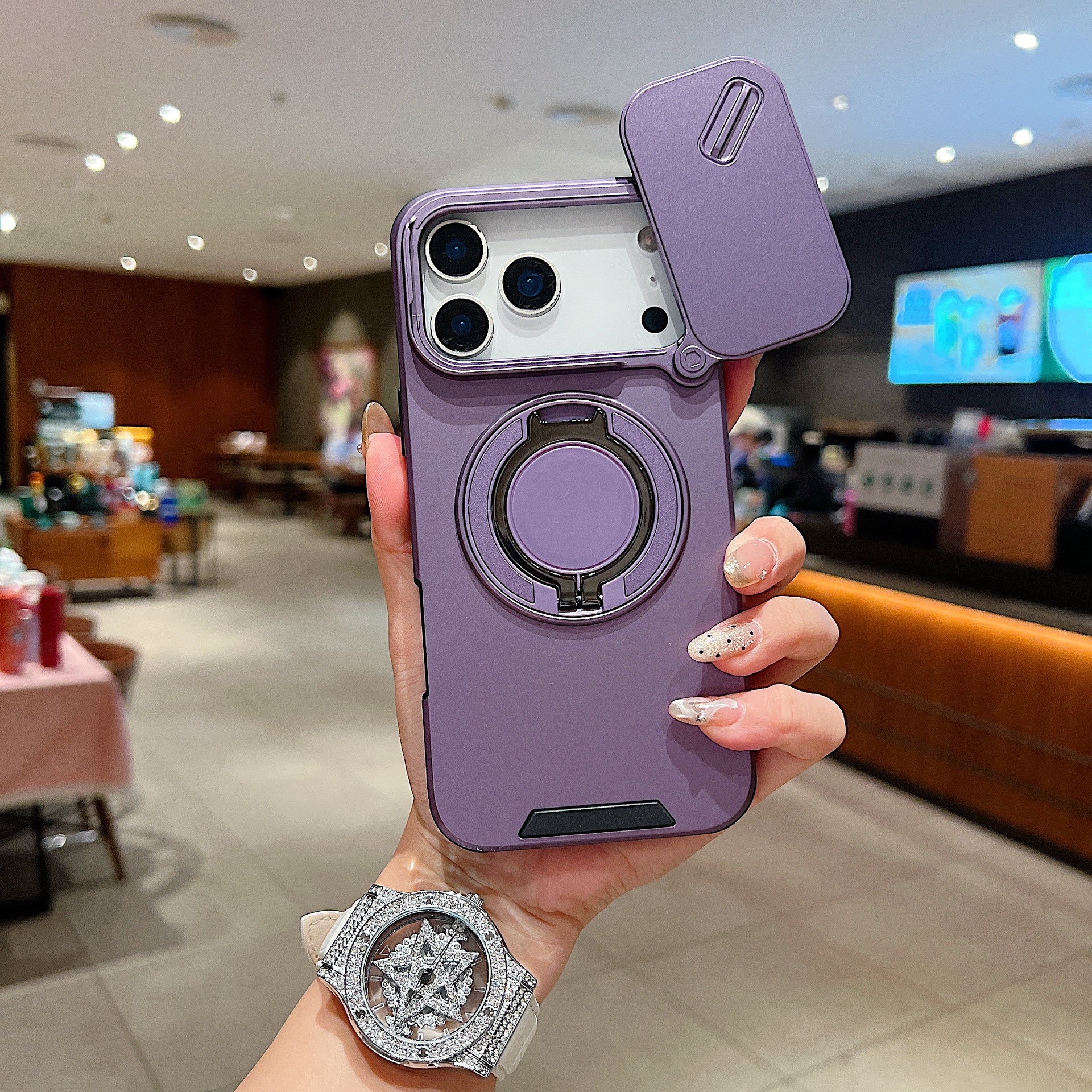 Compatible With IPhone 17 Max Lingke Phone Case 16 Pro Push Window Stand 15 Shockproof 14 Protective Cover_voghion.com