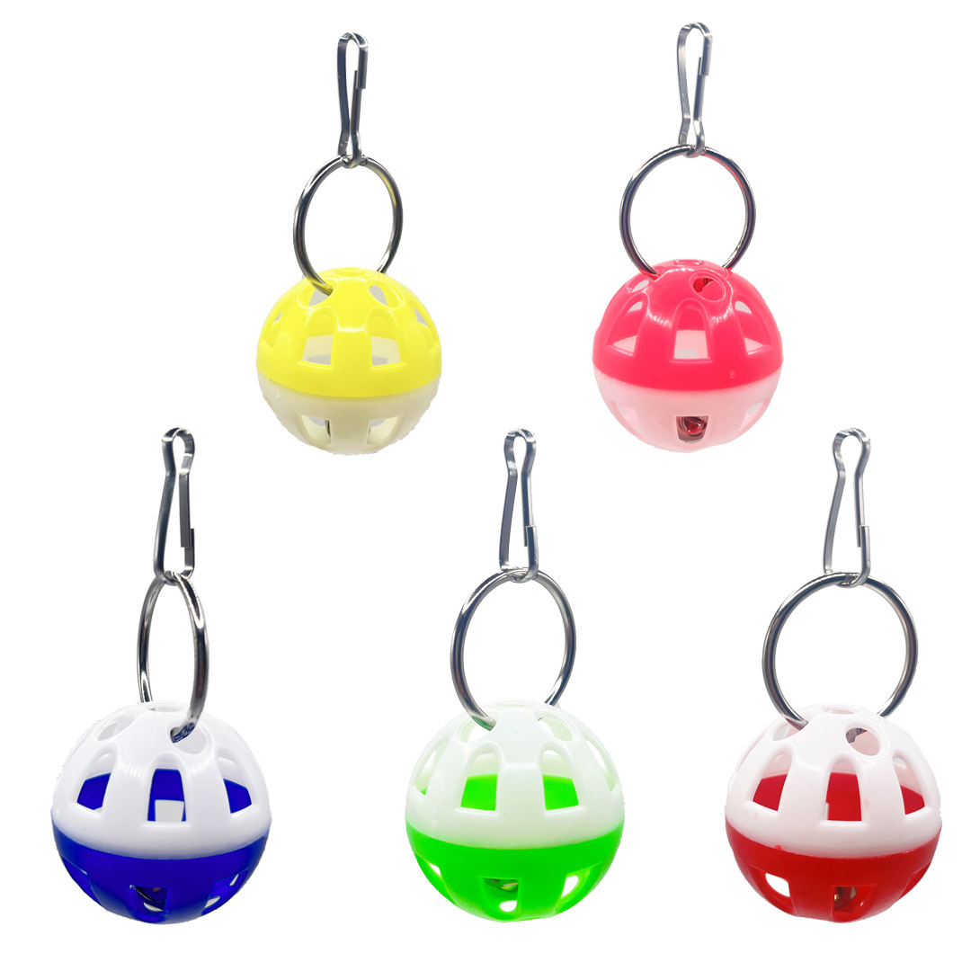 Juguete para pájaros, campana de plástico, bola, loro colgante, hámster, mascota, alivio del aburrimiento, juguetes de boca afilada, accesorios para jaulas para pájaros