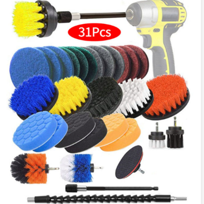 31-Piece Electric Cleaning Brush Set, Drill Brush Set, Cleaning Brush, Dust Removal Brush, Soft Bristle Brush
