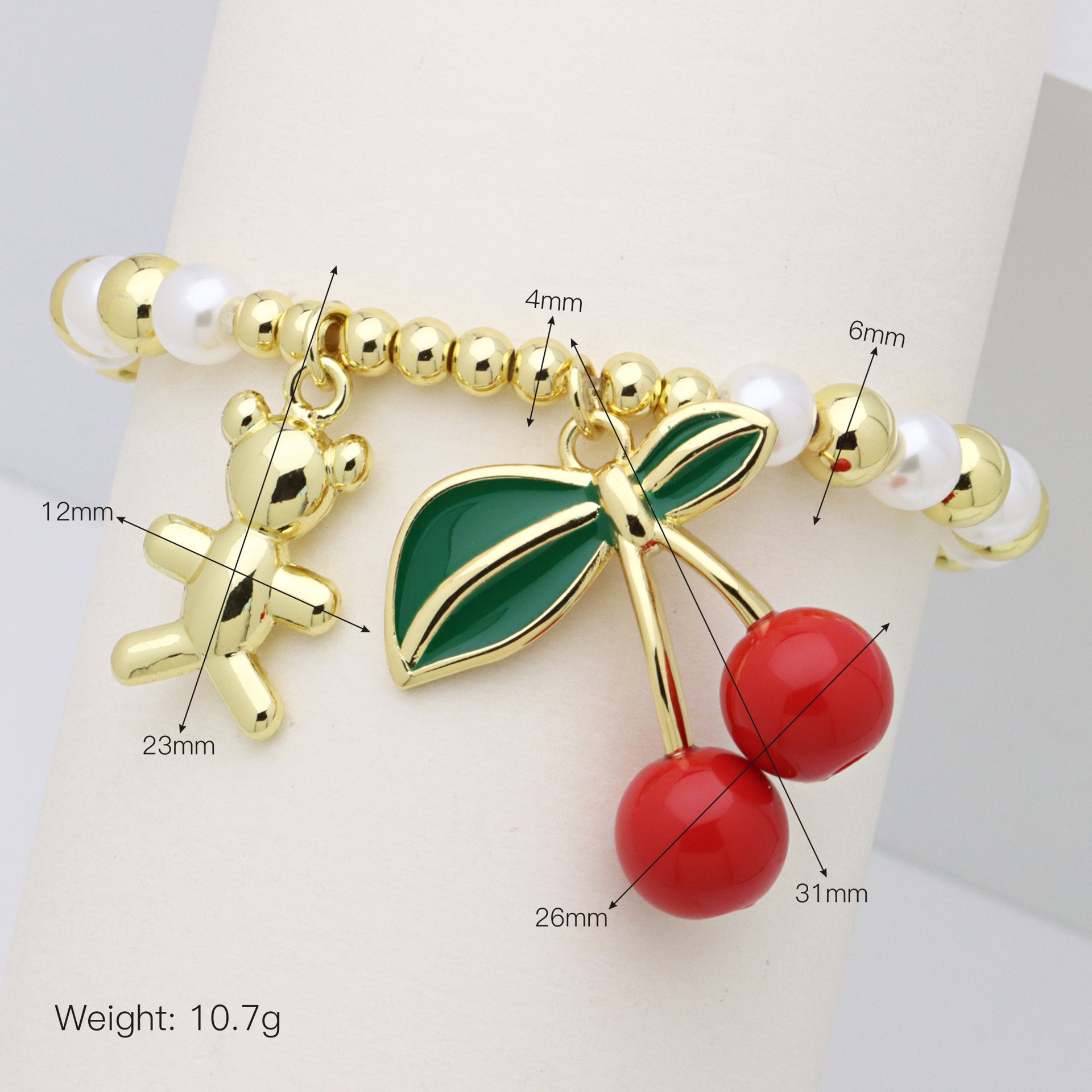 1 Piece Quantity Vintage Style Classic Style Cherry Starfish Heart Shape Artificial Pearl Copper Ball Chain Beaded Bracelets Wholesale
