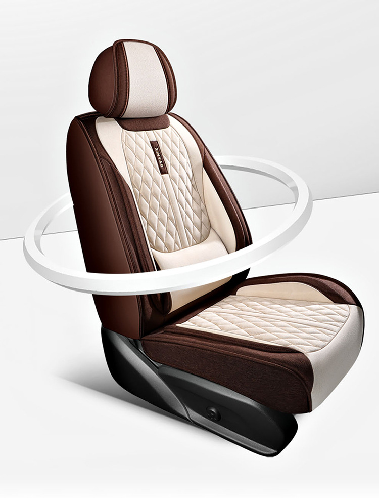 New Car Seat Cushion, All-Season, All-Inclusive, Breathable Linen Car Seat Cushion, Five-Seater Summer Seat Cover, Cooling Pad