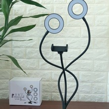 自拍美颜灯直播支架双灯头9cmLED补光灯USB夹子主播直播专用