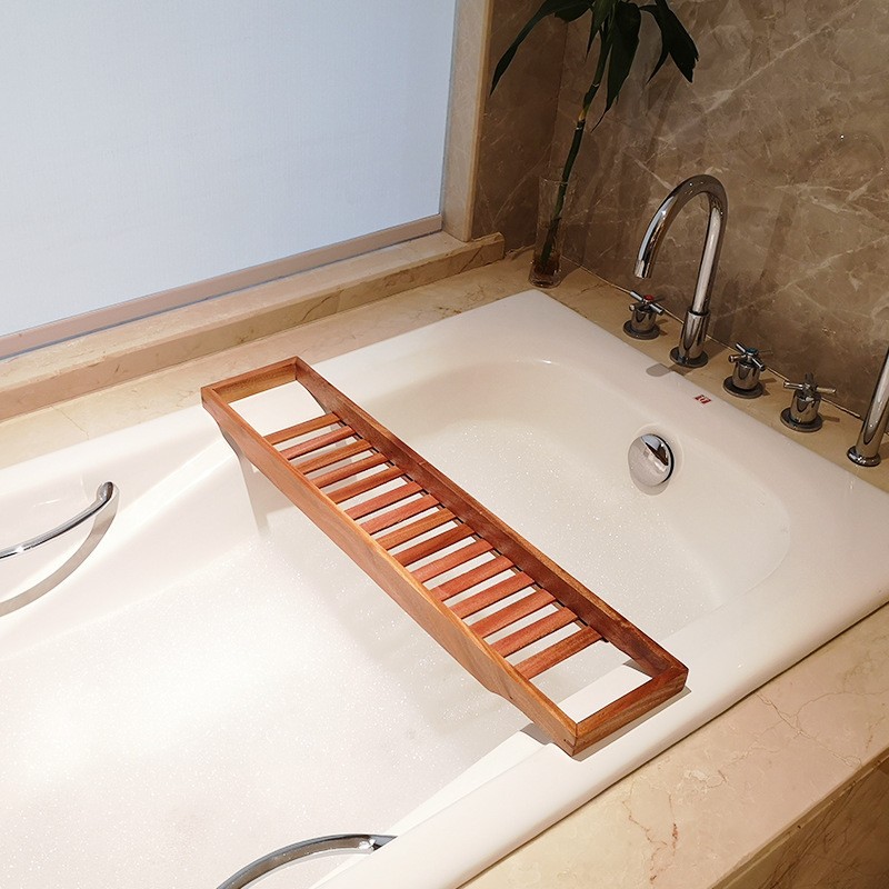 Bambú bañera estante de almacenamiento de baño estante de baño soporte de baño drenaje simple cubo bañera rack