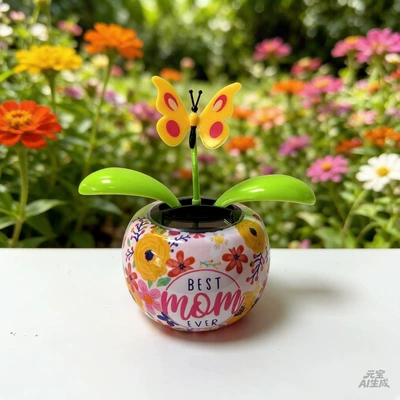 Car ornaments, Solar Automatic Swinging Sunflower Car - butterfly-1