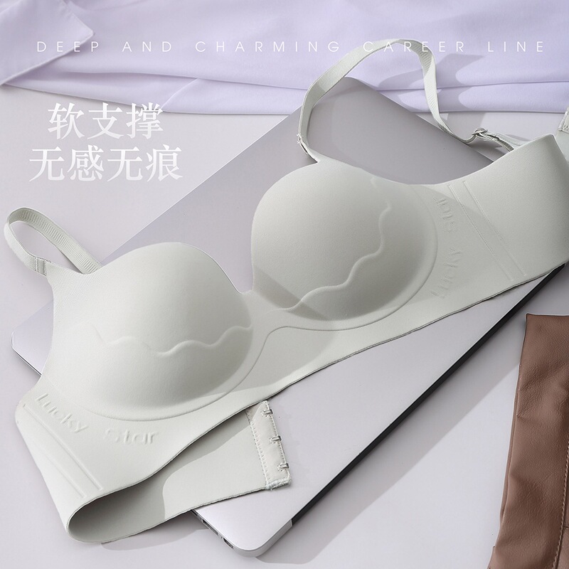 Japanese Seamless Underwear for Women with Small Breasts, Soft Support, No Rims, Thin Upper and Thick Lower Bra Set