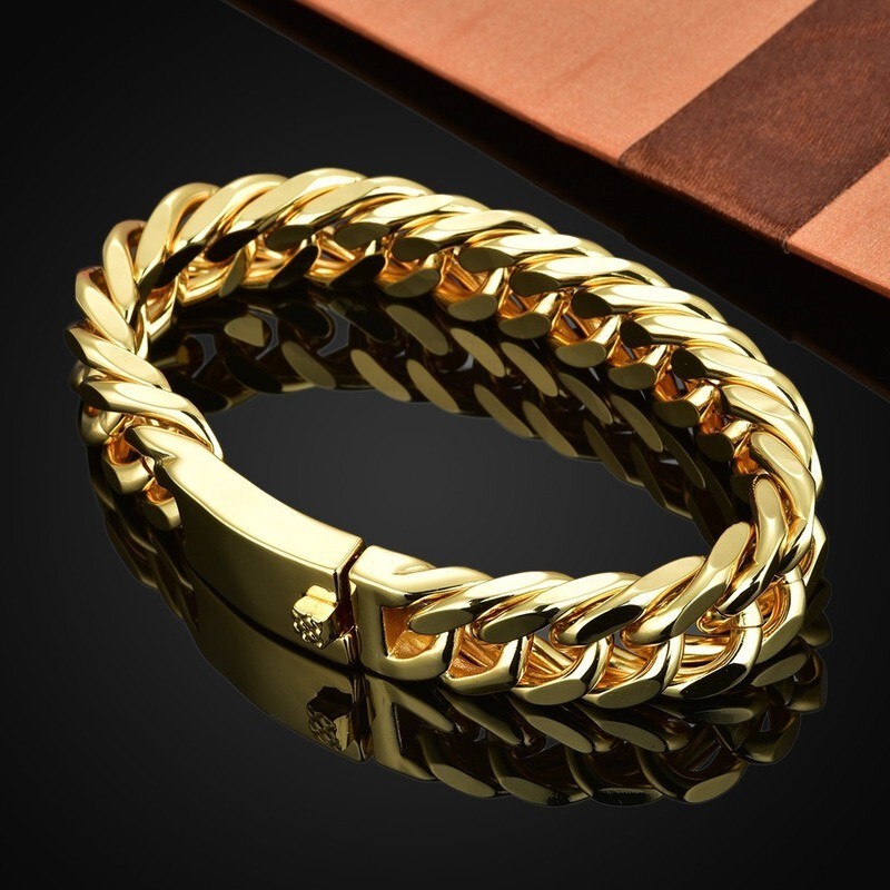 Cross-Border European and American Foreign Trade Hot-Selling Bracelets, Men's Stylish and Cool Bracelets, Cuban Chain Bracelets, High-End Jewelry in Stock