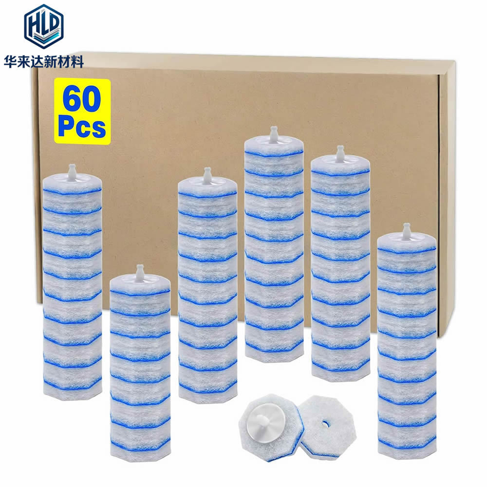 Hualaida Cross-Border 60-Pack Disposable Toilet Brush Refill Heads – Super Effective Toilet Cleaning with Built-in Cleaning Solution