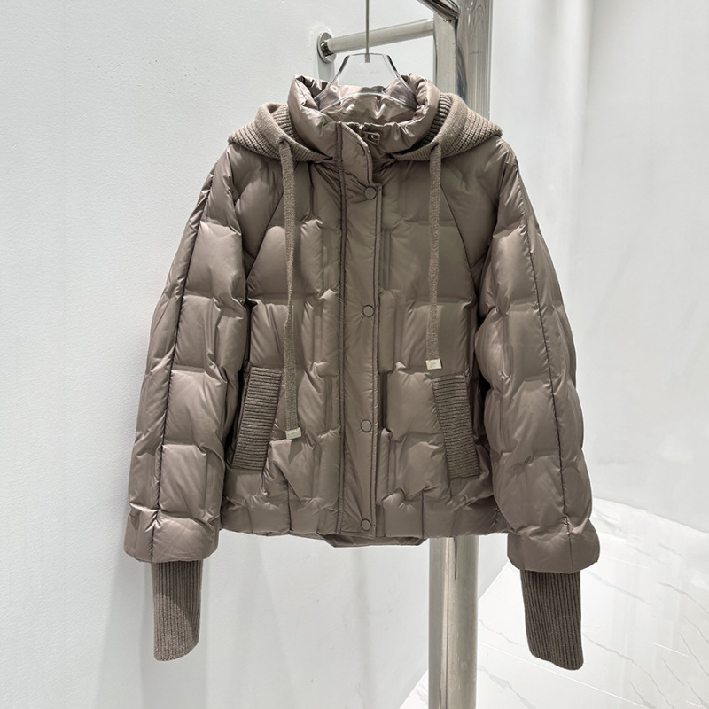 跨境秋冬新款羽绒服女短款休闲百搭保暖白鸭绒针织帽可拆卸外套潮|undefined