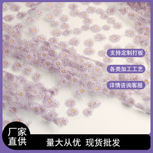 厂家直销新款高档镂空绣花面料 网纱蕾丝花边 小菊花密版刺绣布料