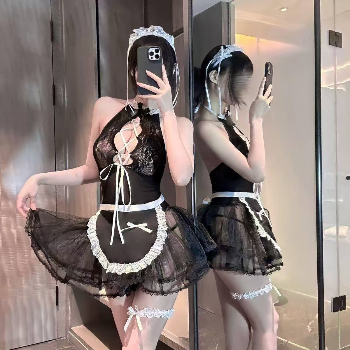 483 블랙 [헤어밴드 점프수트 에이프런 레그링]
