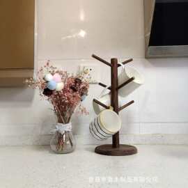 跨境实木杯架家用桌面咖啡杯收纳架桌面多层倒挂杯架杯子沥水架