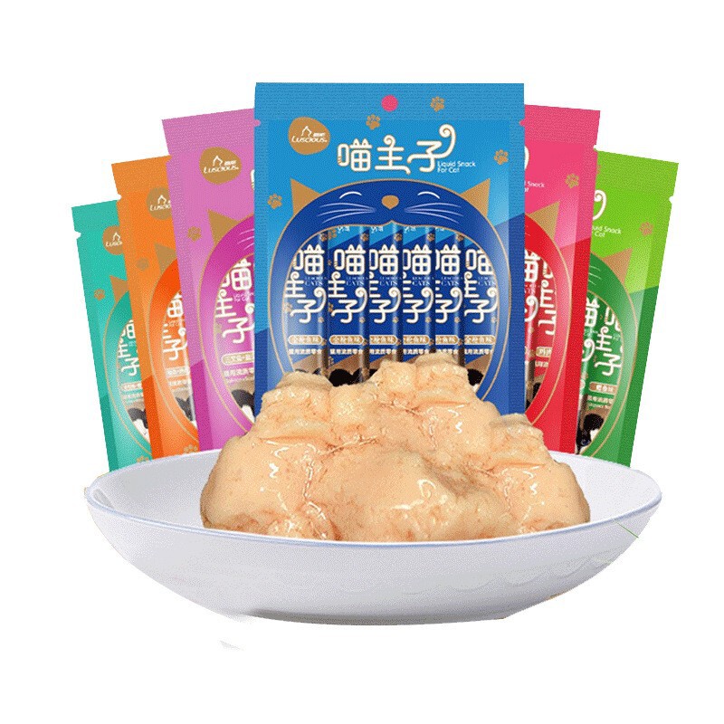 Hot-Selling Lusi Meow Master Cat Strips Cat Snacks Cat Wet Food Packs Adult Cats and Kittens Fat Cheeks Cat Sauce Strips Pet Snacks