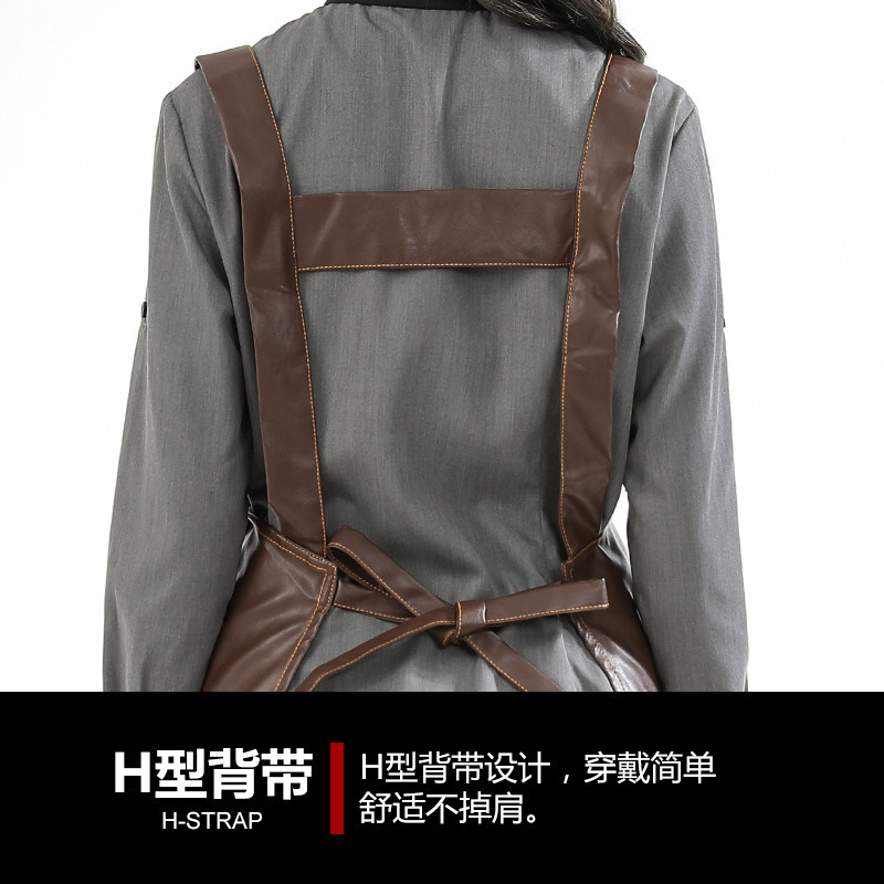 Comercio exterior PU delantal de cuero impermeable a prueba de aceite logotipo personalizado estudio barbacoa hornear cocina delantal hogar al por mayor personalizado