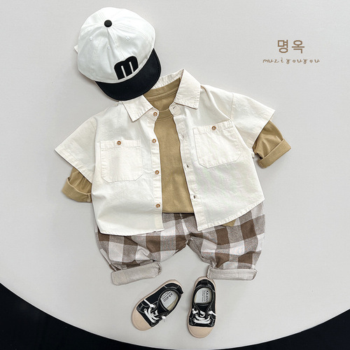 Japanese and Korean plaid pants ~ 2024 spring and summer new style boys and girls loose casual harem pants children's retro trendy children's clothing
