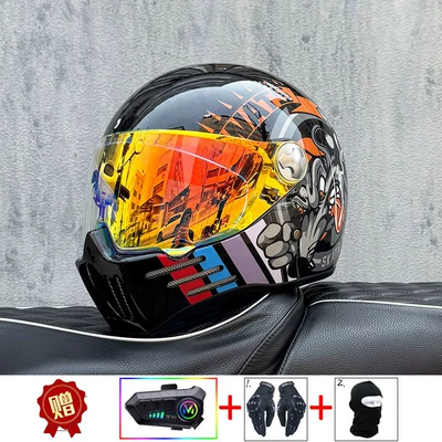Motosiklet kaskı (dəbilqə), Function, Unisex Rider Cruising Helmet - bright-blackforward-with-phantom-red-night-vision-transparent-mirror-included-y10-soft-wheat-m