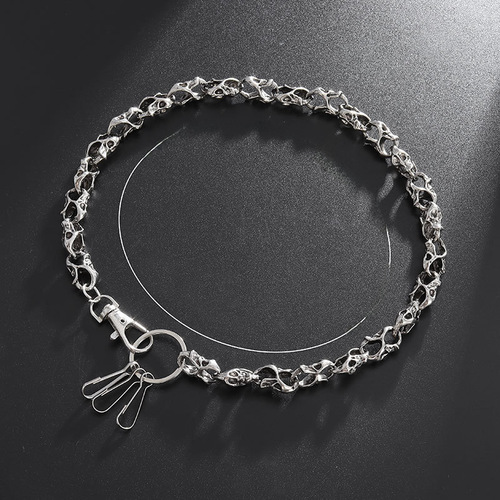 New Personalized Self-Defense Metal Full Skull Chain with Hip-Hop Anti-Theft Skull Retro Dominant Style Cool Waist Chain