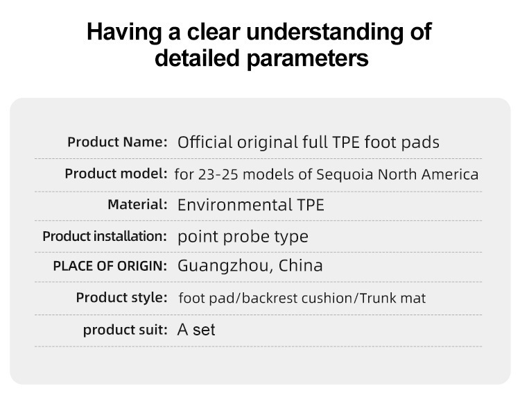 Suitable for 23-25 Model Sequoia Car Floor Mats, Custom Tpe Floor Mats, Trunk Mat, Cross-Border