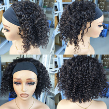 10A jerry curly headband wigs human hair glueless wig 12inch